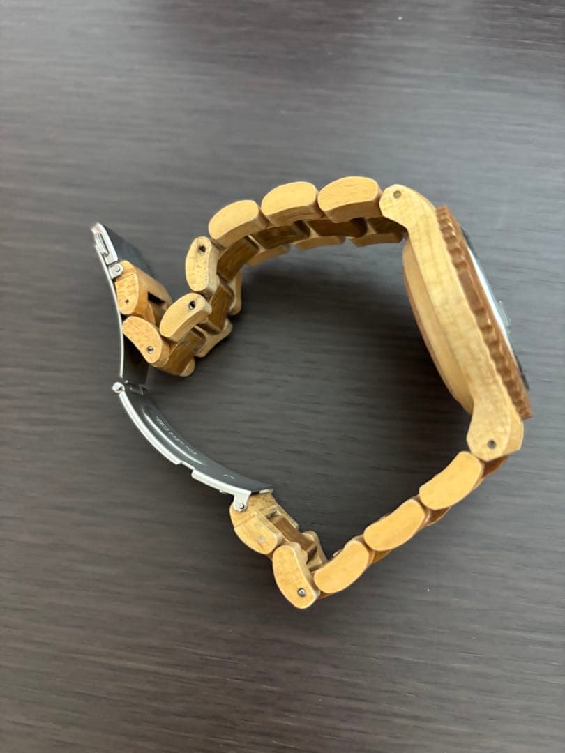 テンス　ウッドアナログ腕時計 日付表示付き