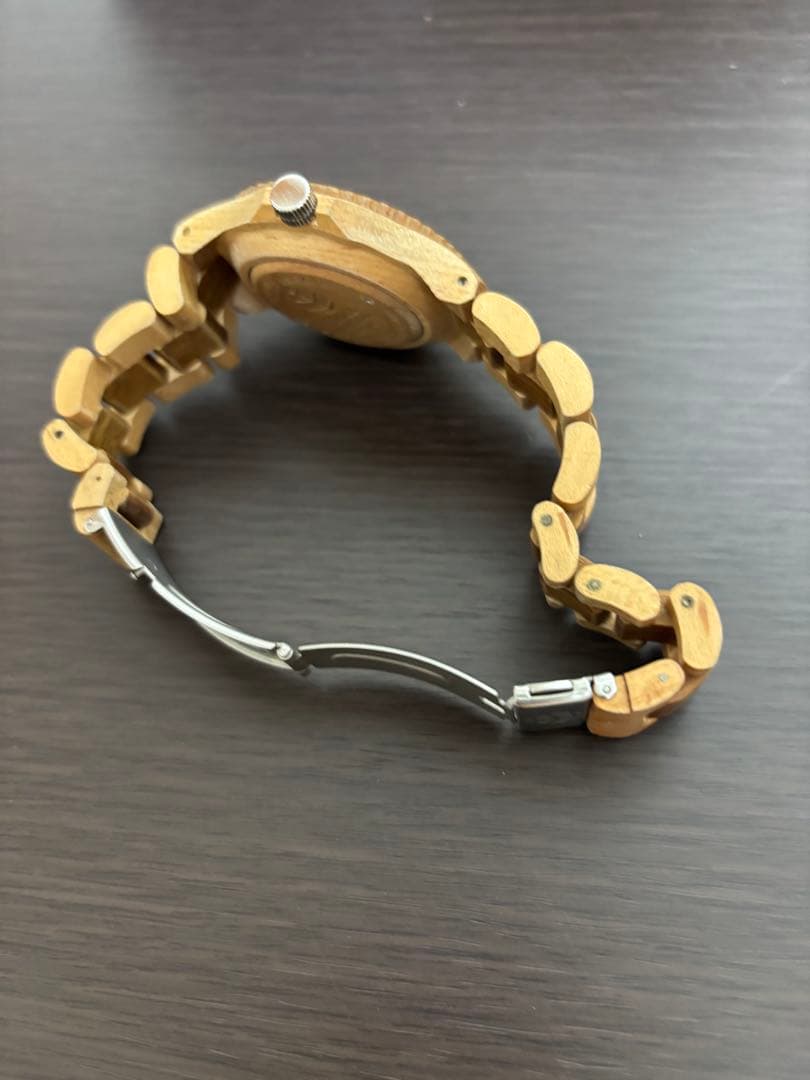 テンス　ウッドアナログ腕時計 日付表示付き