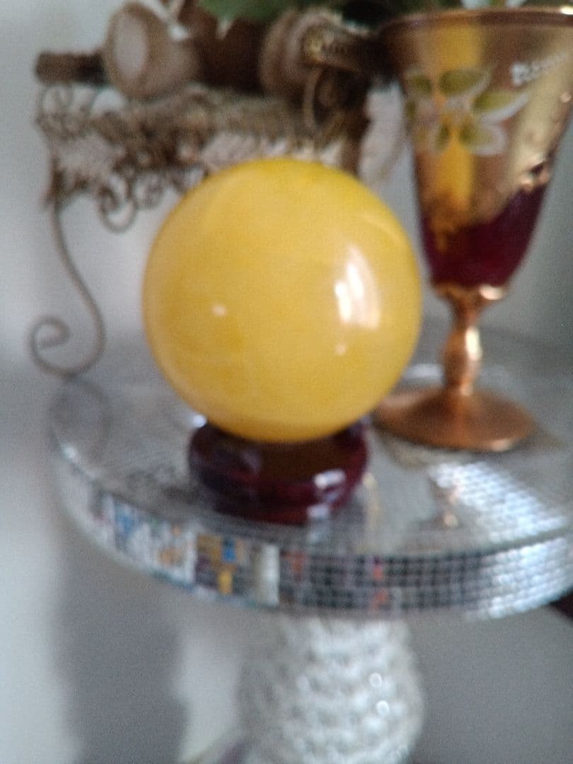 石　水晶　大きい　黄色　置物　イエロー　シトリン　スフィア　仏具