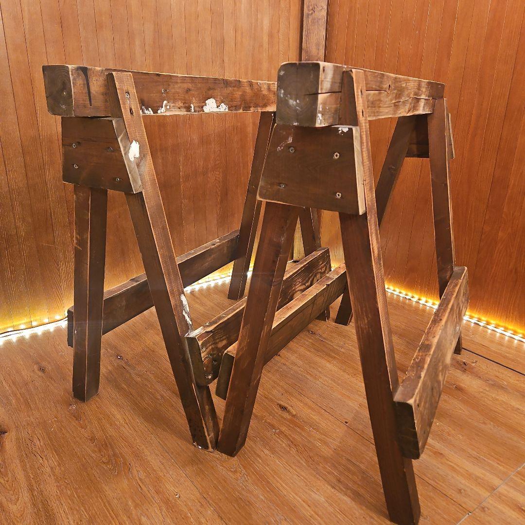 木製ソーホース　A型スタンド　テーブル脚　ヴィンテージ調ハンドメイド　２セット