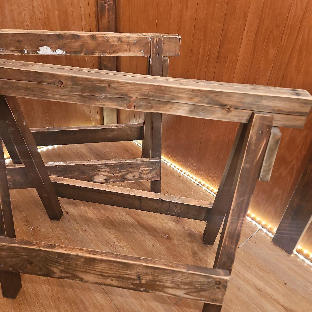 木製ソーホース　A型スタンド　テーブル脚　ヴィンテージ調ハンドメイド　２セット