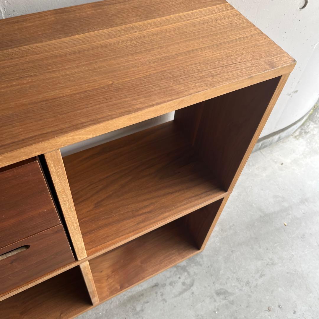 peru★無印スタッキングシェルフ３段×２列・ウォールナット材・チェスト付