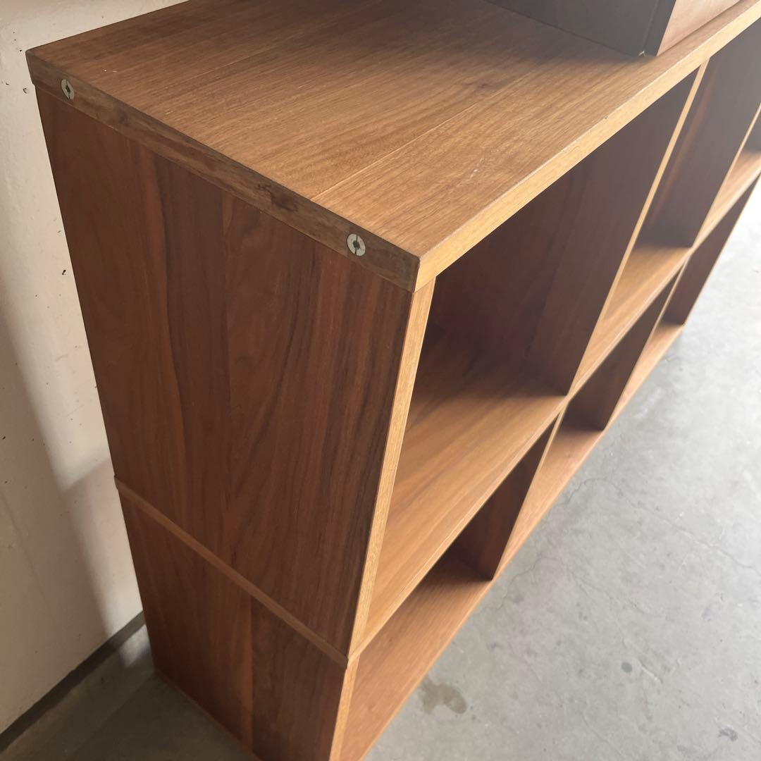 peru★無印スタッキングシェルフ３段×２列・ウォールナット材・チェスト付