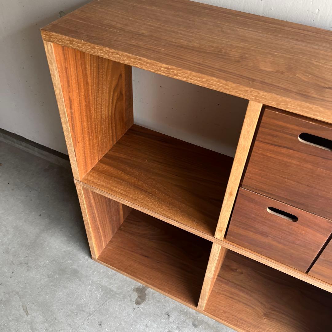 peru★無印スタッキングシェルフ３段×２列・ウォールナット材・チェスト付