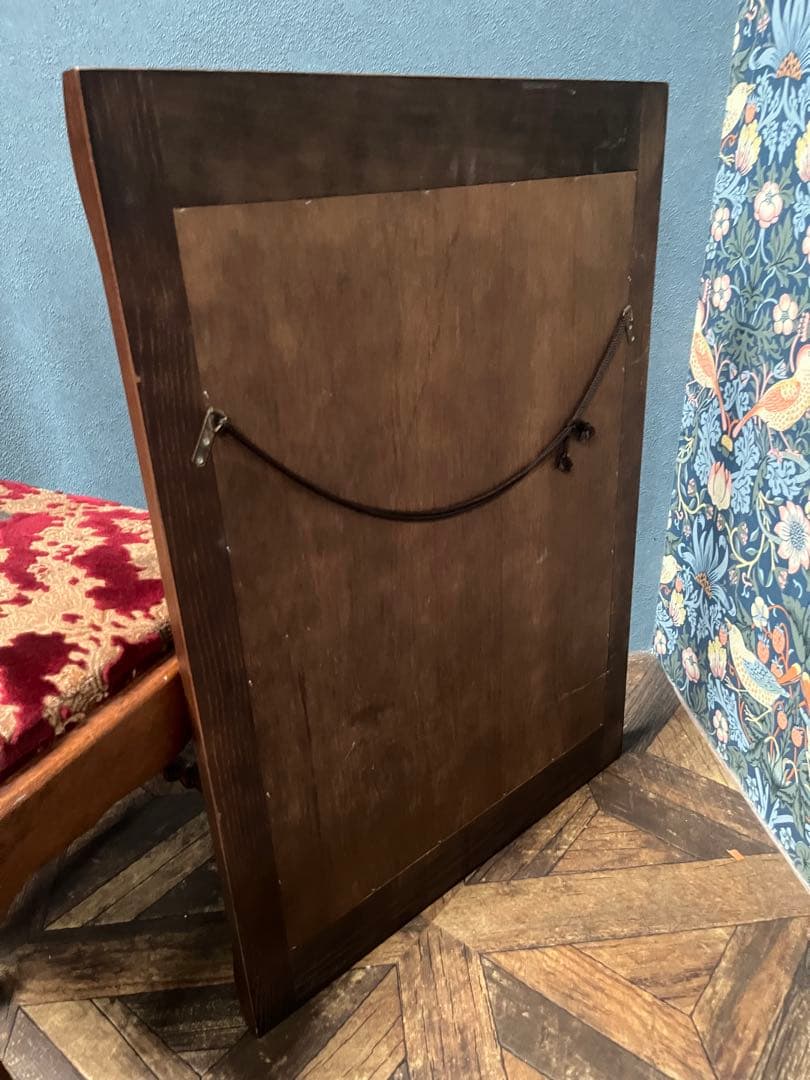 壁掛鏡 ウォールミラー インテリア アンティーク 昭和レトロ 木製 ビンテージ