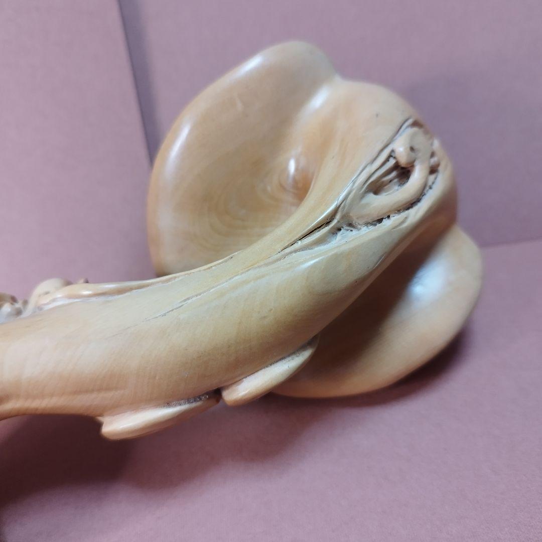 黄楊彫刻作品「皇帝龍霊芝如意」《整理番号:BU003》