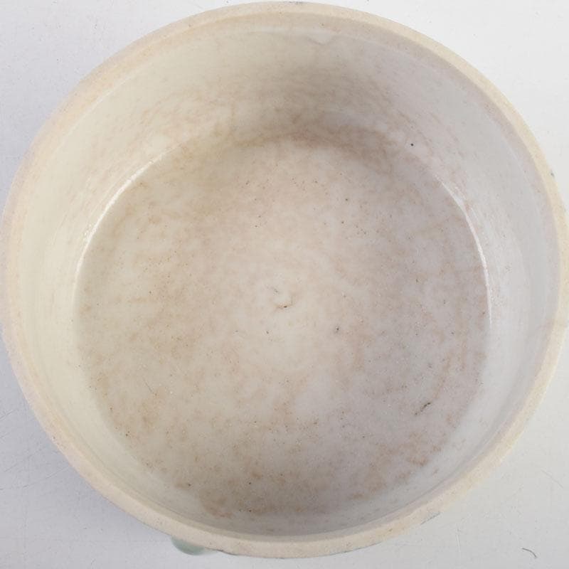 瀬戸焼　染付　花草文　三足香炉　蓋物　在銘　時代箱　V　9032