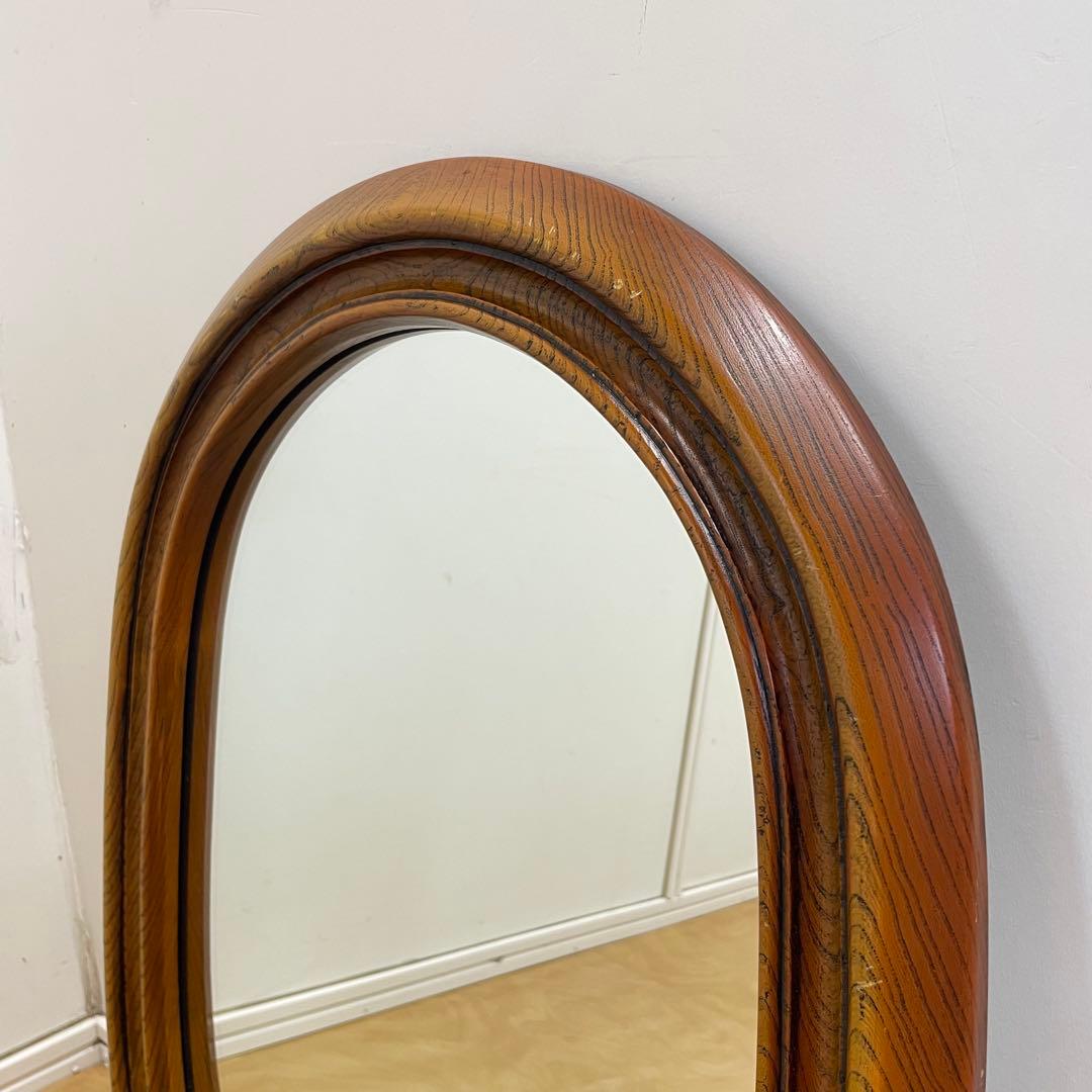 ビンテージ ウォールミラー 木枠ミラー 鏡 壁掛け アンティーク レトロ 楕円
