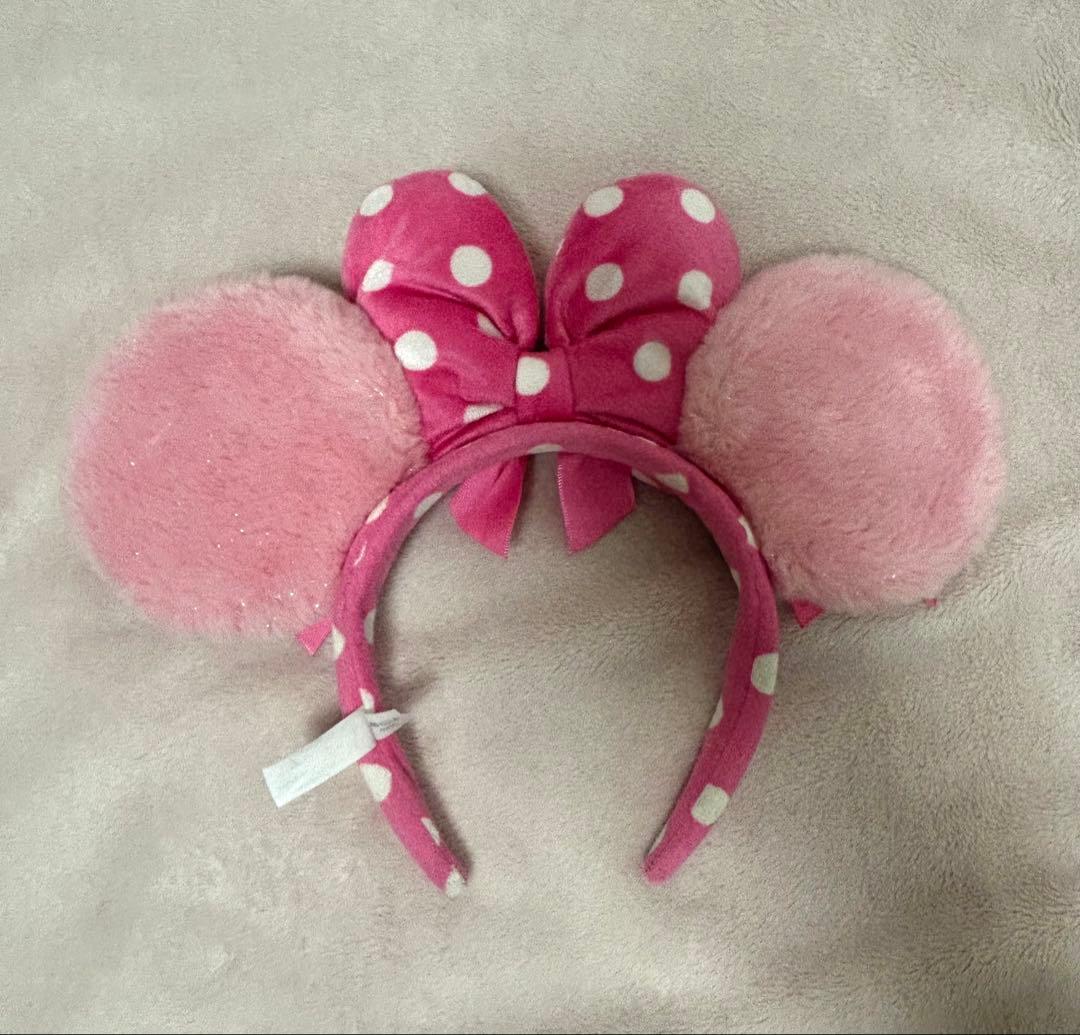 ディズニー カチューシャ イヤリング ピンク ミニー リボン 水玉