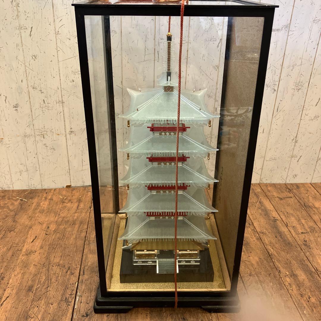昭和レトロ 五重塔 ガラス製 プラスチック製 模型 装飾品 置物 飾り