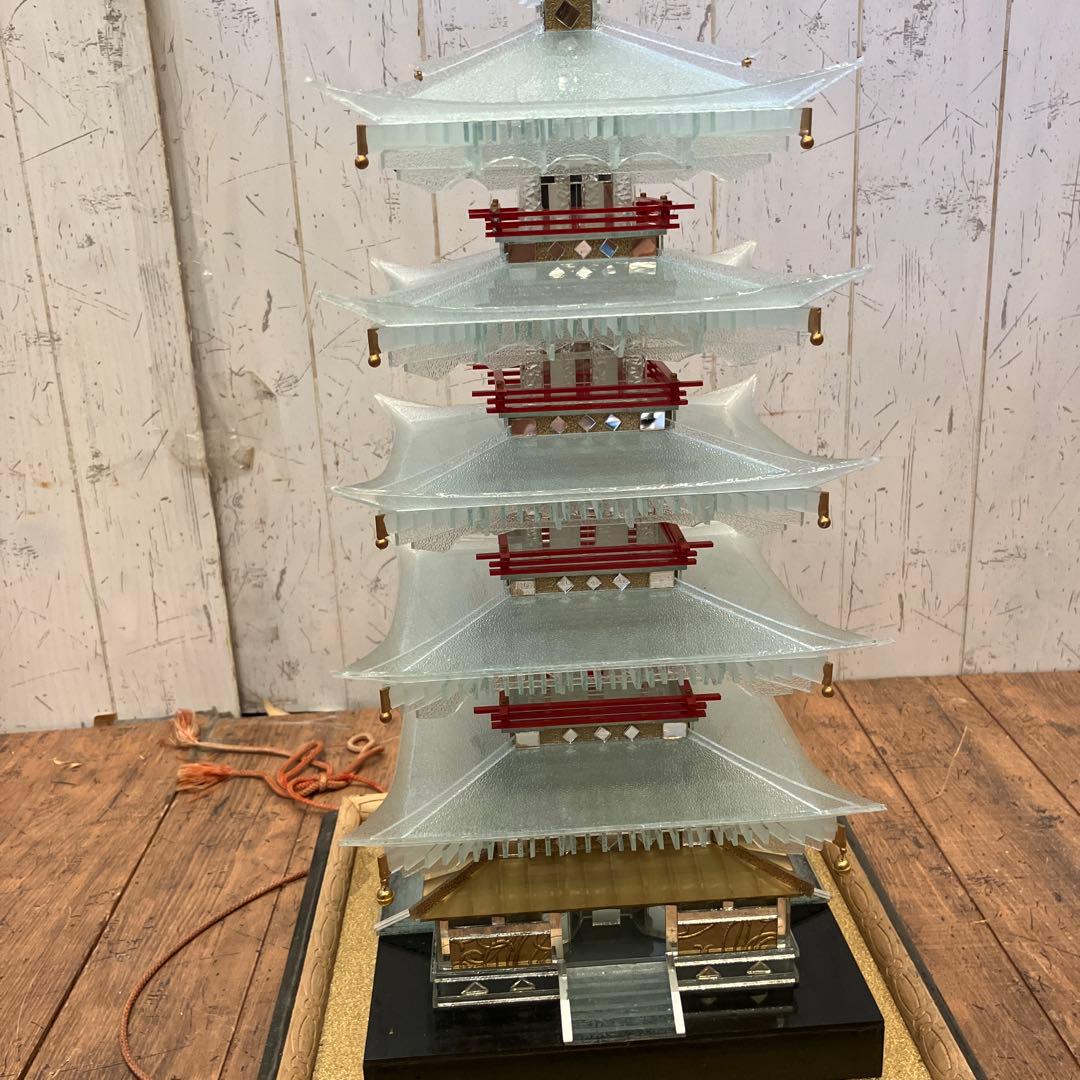 昭和レトロ 五重塔 ガラス製 プラスチック製 模型 装飾品 置物 飾り