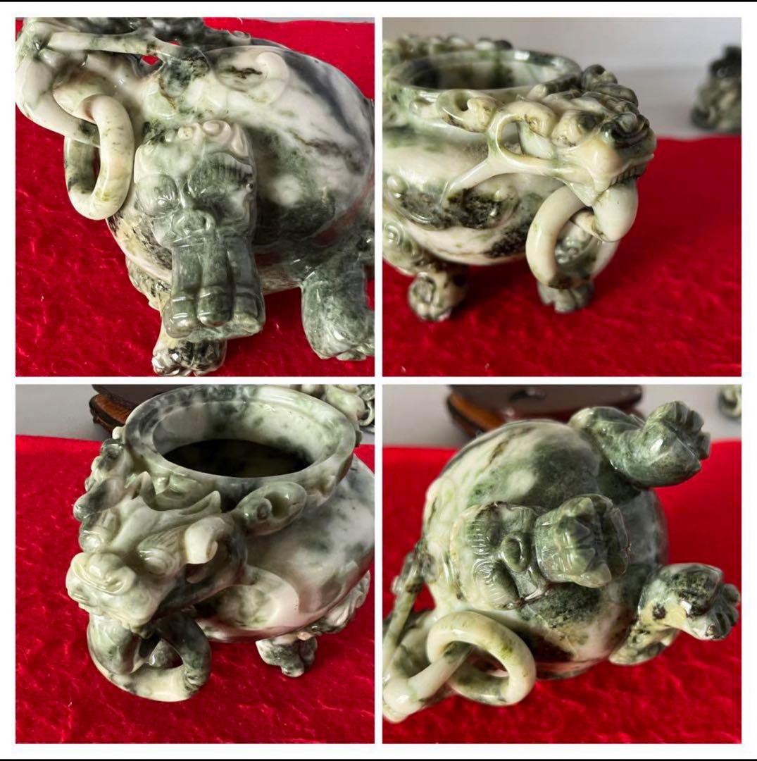 清时代 古美術　香炉　天然翡翠 置物　彫刻y209