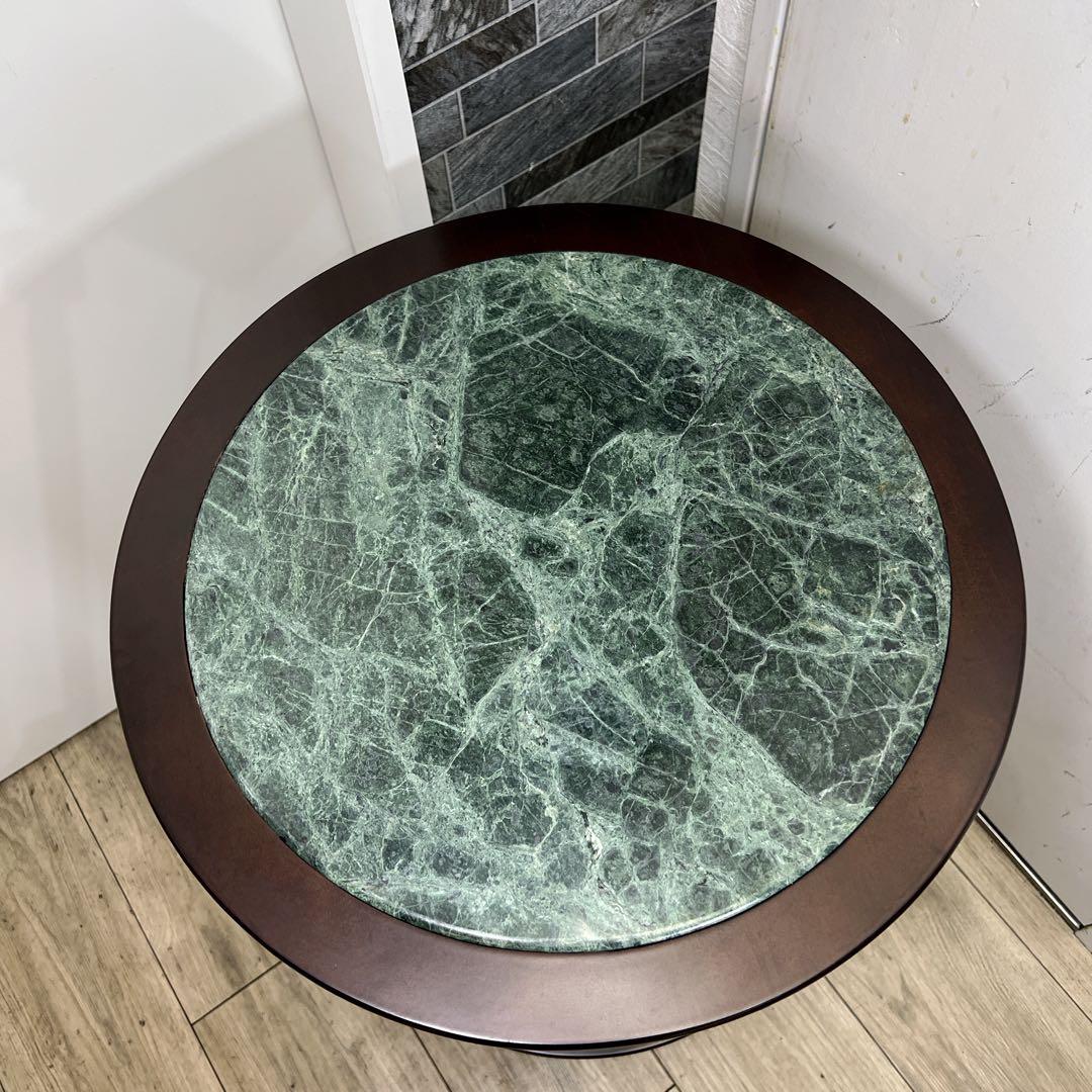 【新品】高級　アンティーク　大理石　サイドテーブル　円柱　天然木　クラシック調