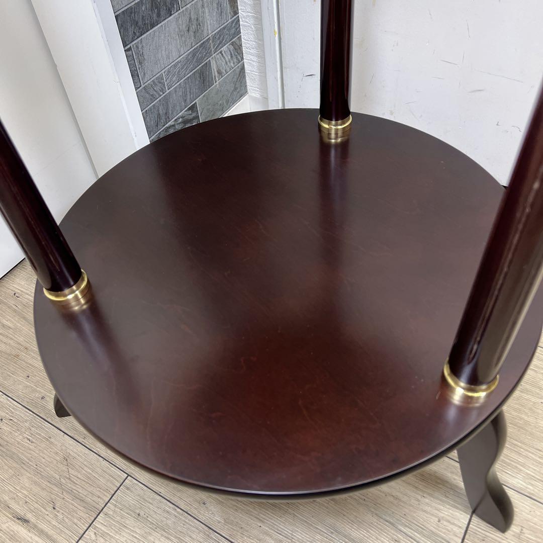 【新品】高級　アンティーク　大理石　サイドテーブル　円柱　天然木　クラシック調