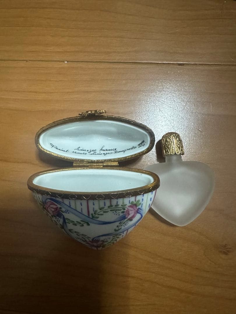 リモージュ アンティーク　ビンテージ　ハート　香水入れ　フラワーバスケット