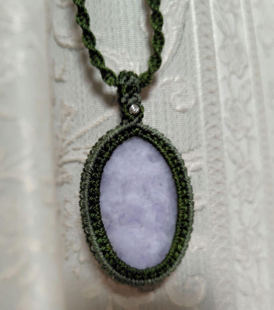 ラベンダー翡翠　マクラメネックレス