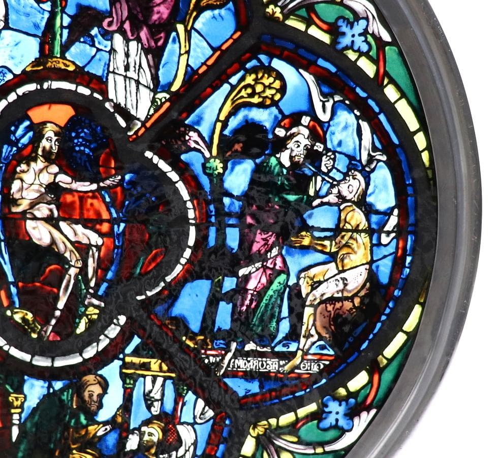 大型 アダムとイブ ヴィンテージ ステンドグラス 教会 旧約聖書 創世記