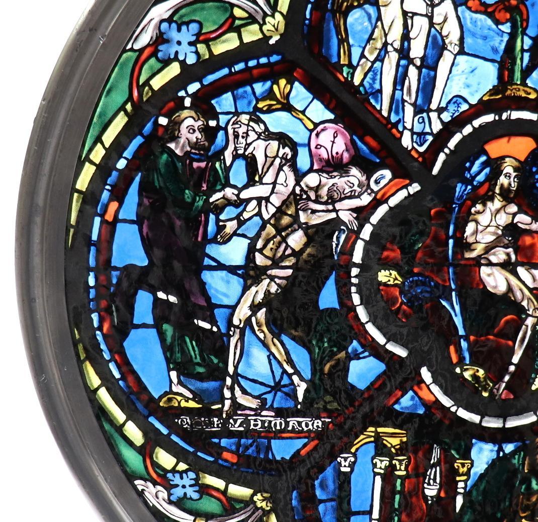 大型 アダムとイブ ヴィンテージ ステンドグラス 教会 旧約聖書 創世記