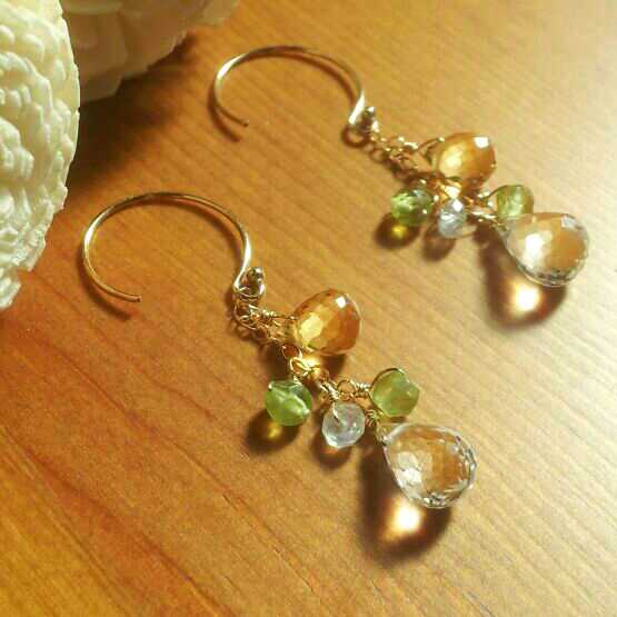 422 14kgf宝石質クリスタル・シトリン・アメジストのチャーム