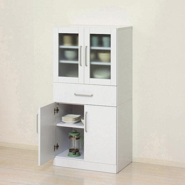 鏡面メラミン仕様 食器棚 幅60cm 高さ120cm カップボード（761）