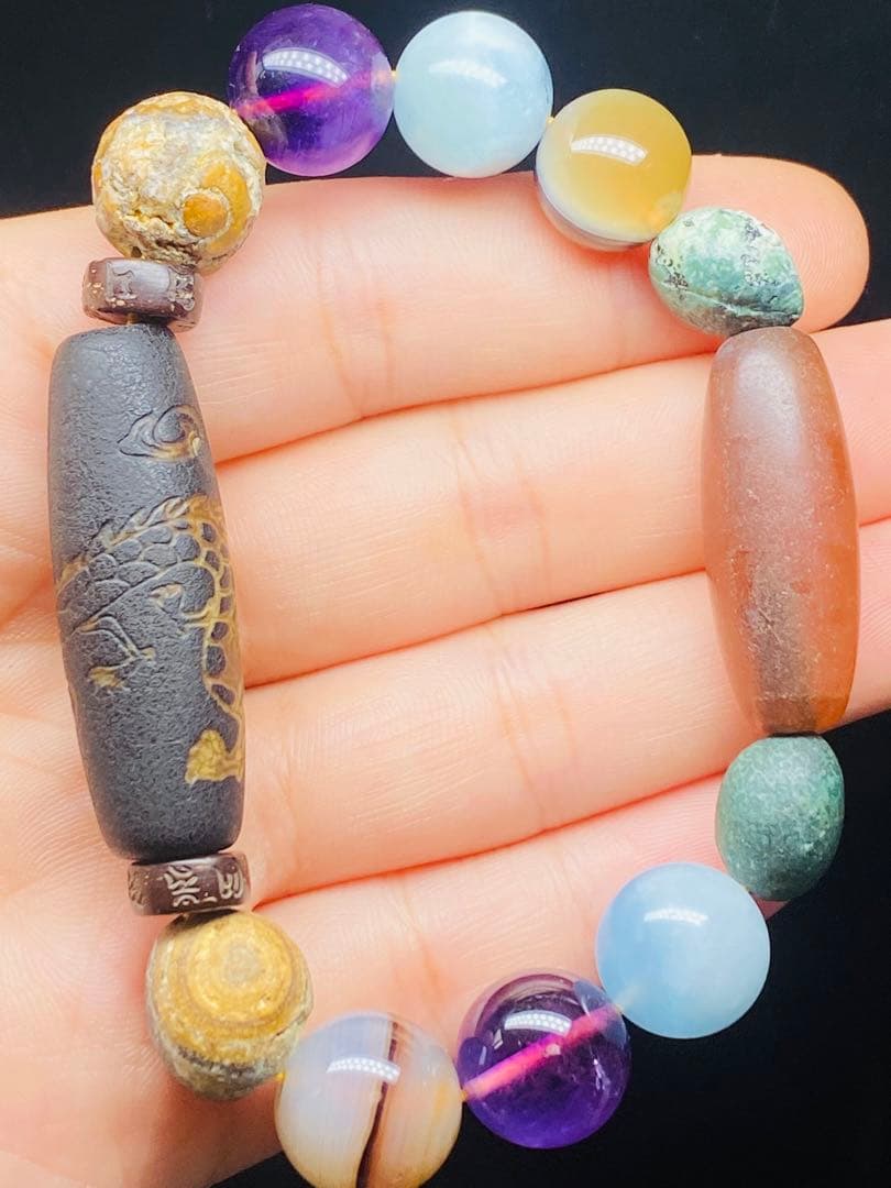 老鉱瑪瑙天珠　老天珠　龍王神天珠　玉化老天珠　天珠　老天珠