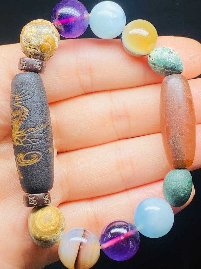 老鉱瑪瑙天珠　老天珠　龍王神天珠　玉化老天珠　天珠　老天珠