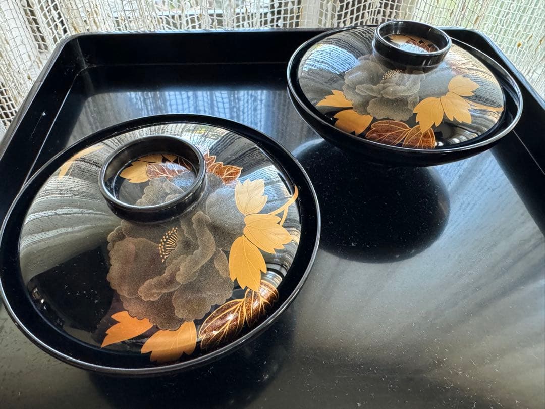 A*I様 輪島塗（重要無形文化財）高級汁椀　蒔絵牡丹　塩安作　五客セット