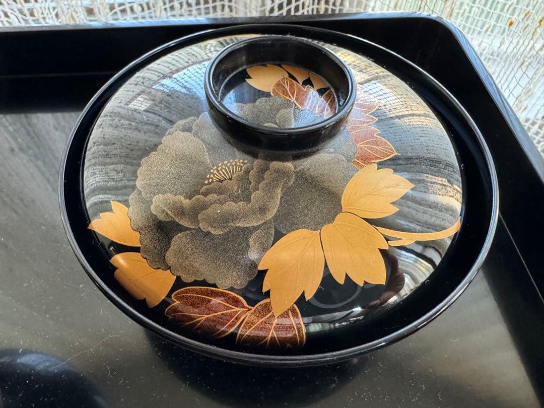 A*I様 輪島塗（重要無形文化財）高級汁椀　蒔絵牡丹　塩安作　五客セット