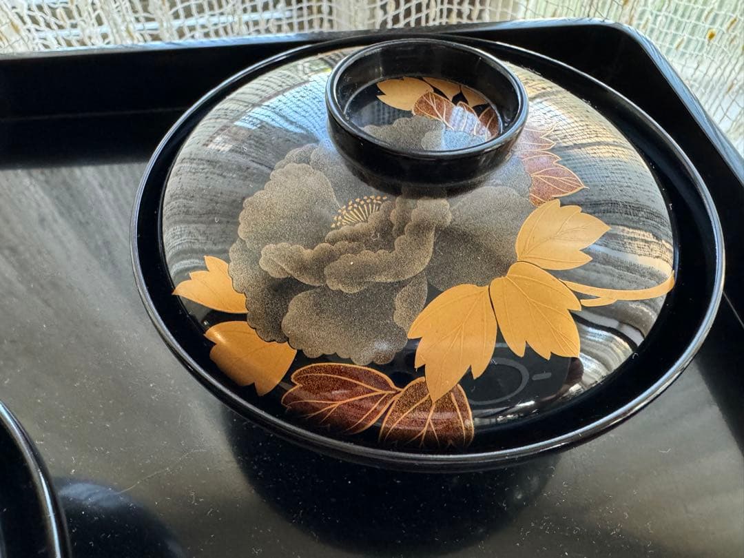 A*I様 輪島塗（重要無形文化財）高級汁椀　蒔絵牡丹　塩安作　五客セット