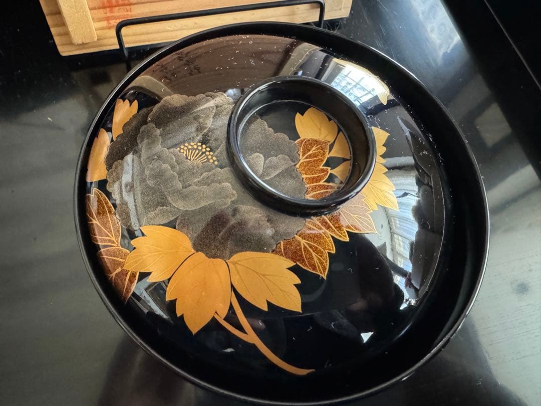 A*I様 輪島塗（重要無形文化財）高級汁椀　蒔絵牡丹　塩安作　五客セット