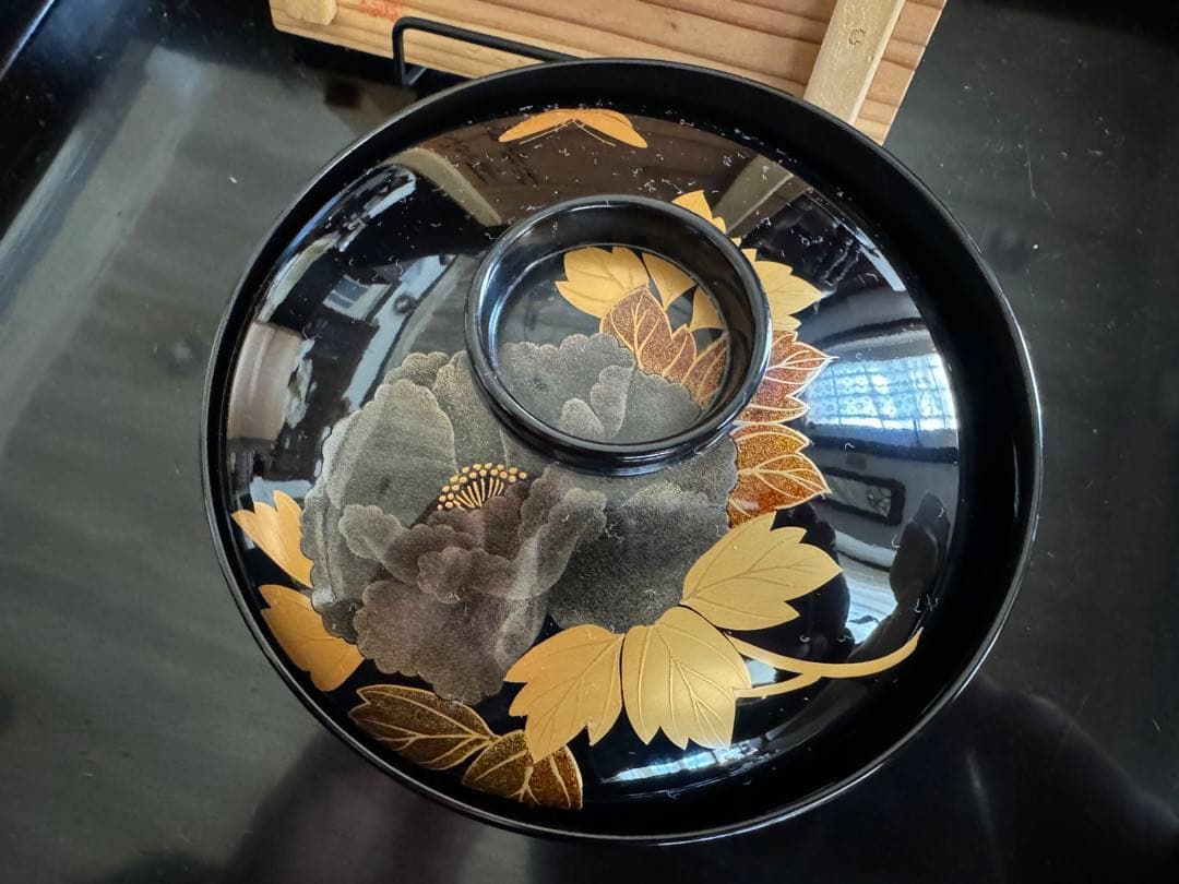 A*I様 輪島塗（重要無形文化財）高級汁椀　蒔絵牡丹　塩安作　五客セット