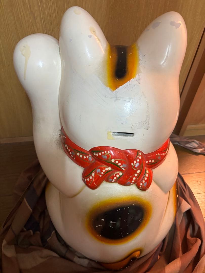 招き猫(左手) 特大 開運 アンティーク　送料込み