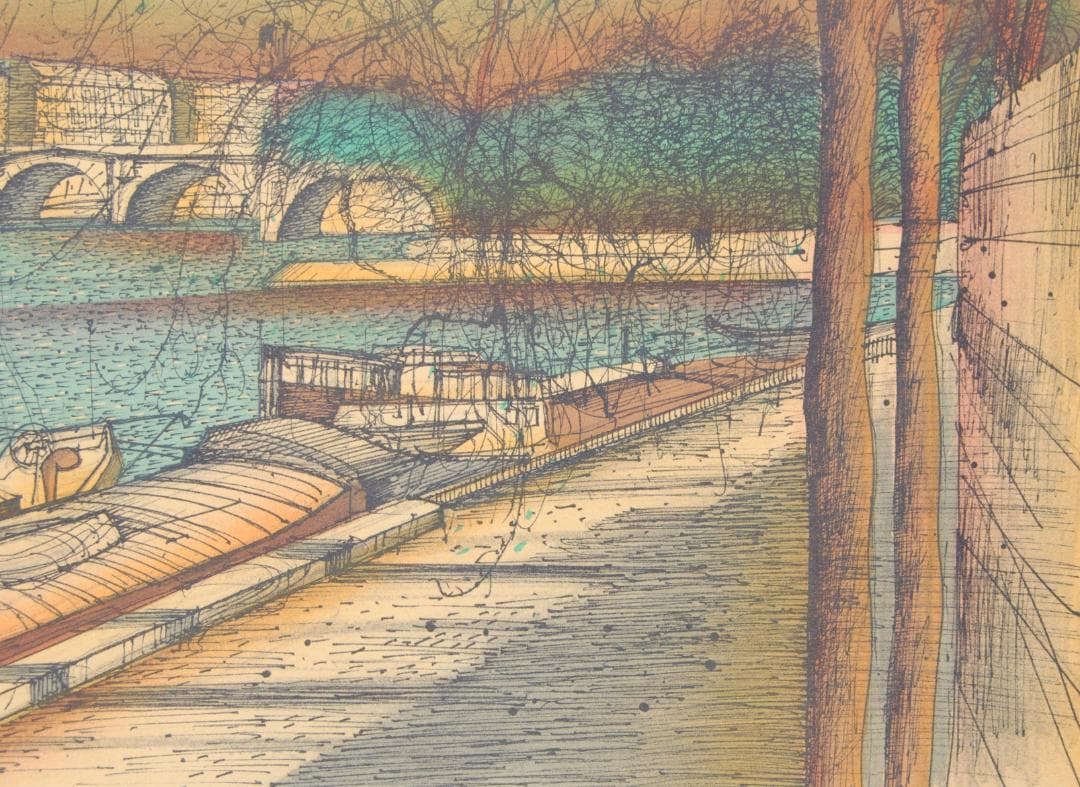 ジャン カズルー リトグラフ 1/100 ベールギャラン広場 ポンヌフ パリ