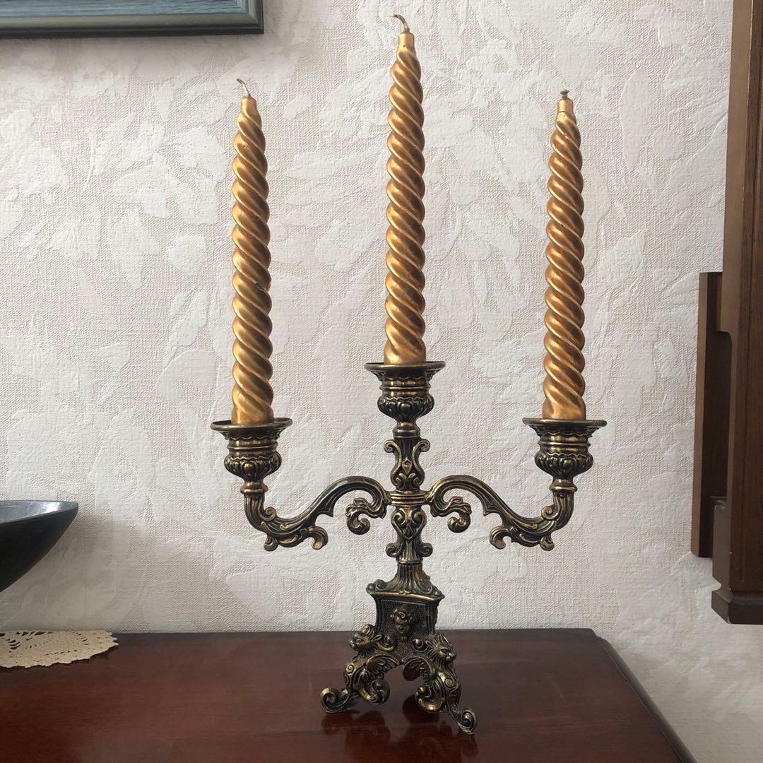 【2セット】真鍮キャンドルスタンド、キャンドルホルダー　アンティーク