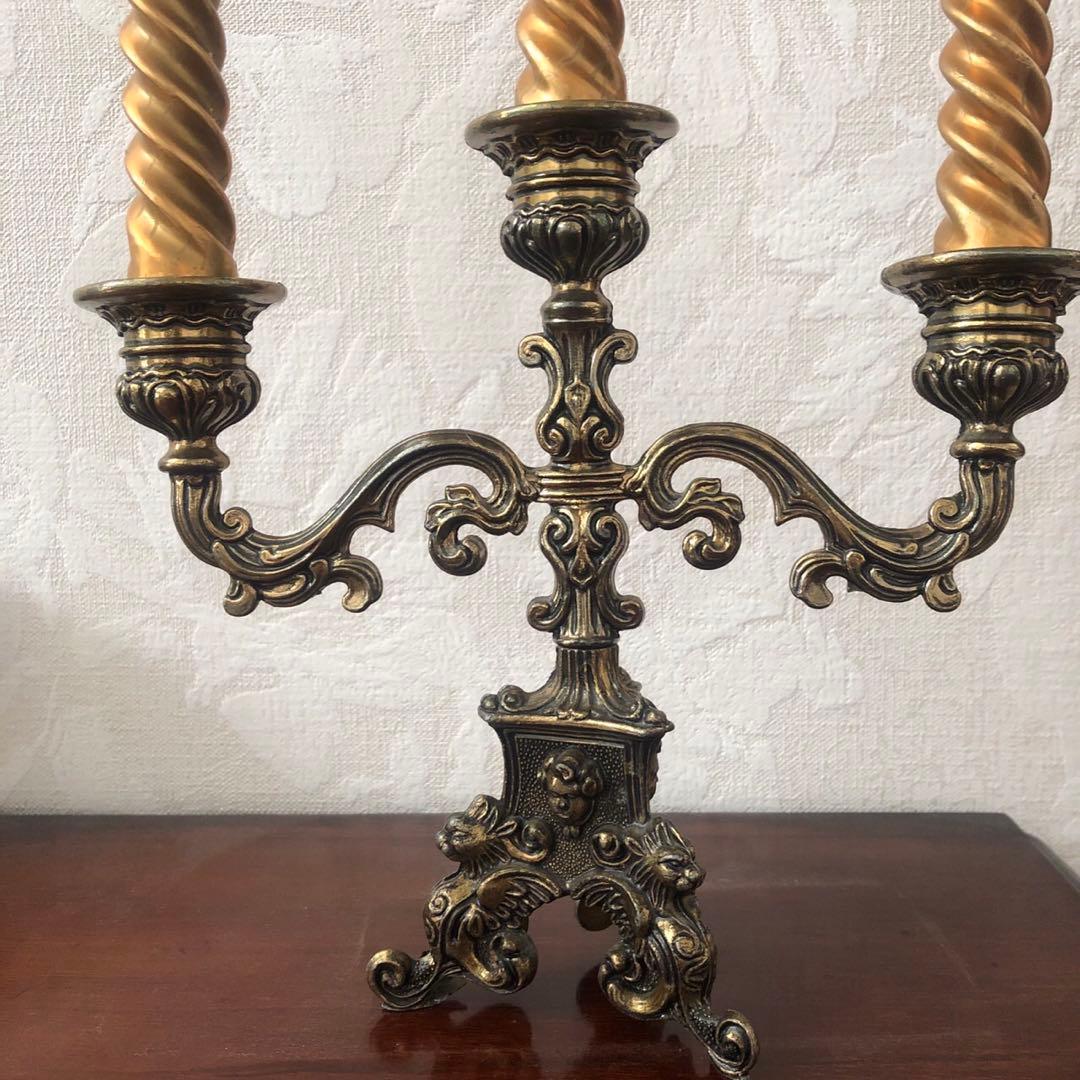 【2セット】真鍮キャンドルスタンド、キャンドルホルダー　アンティーク