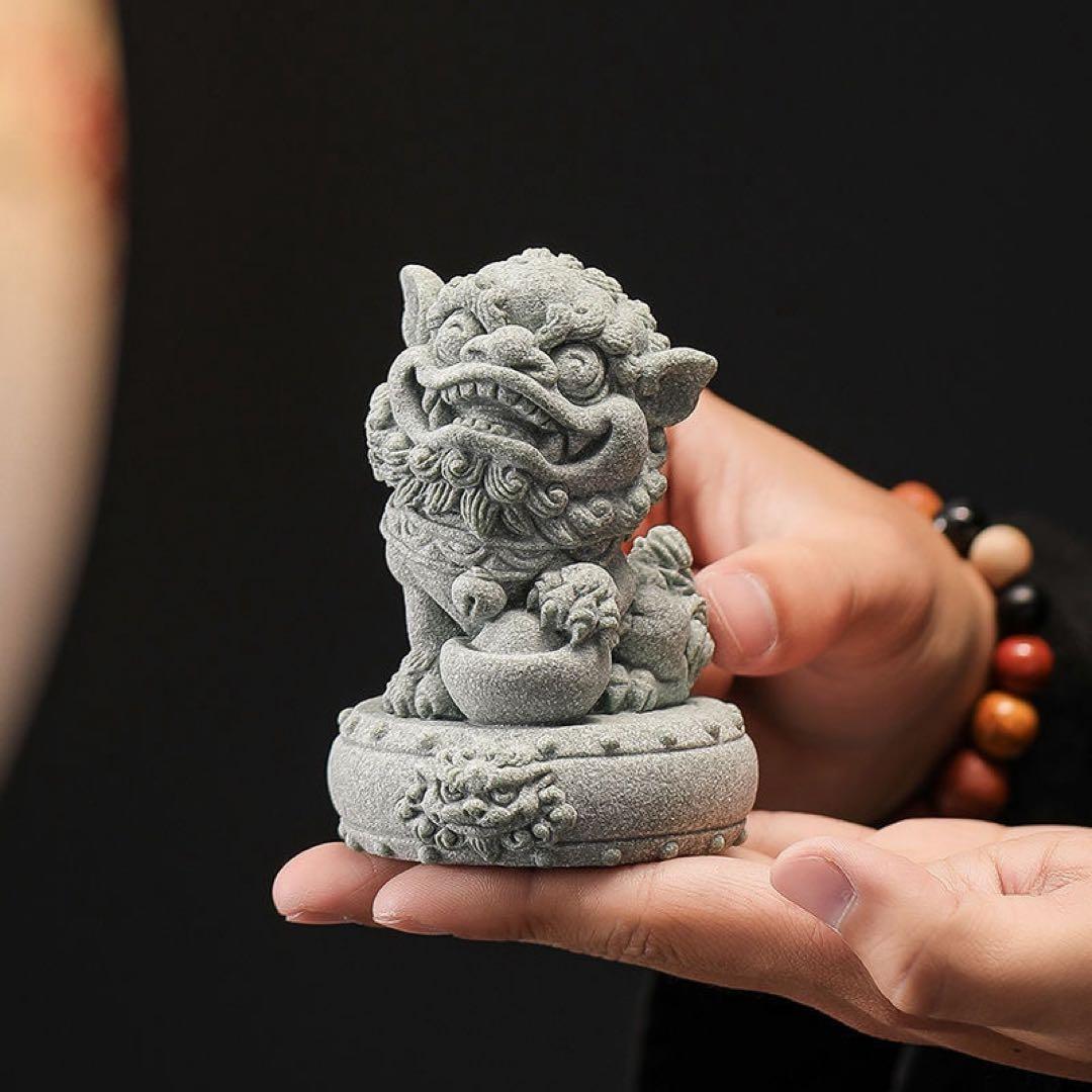 獅子の像のペア インテリア置物 2個