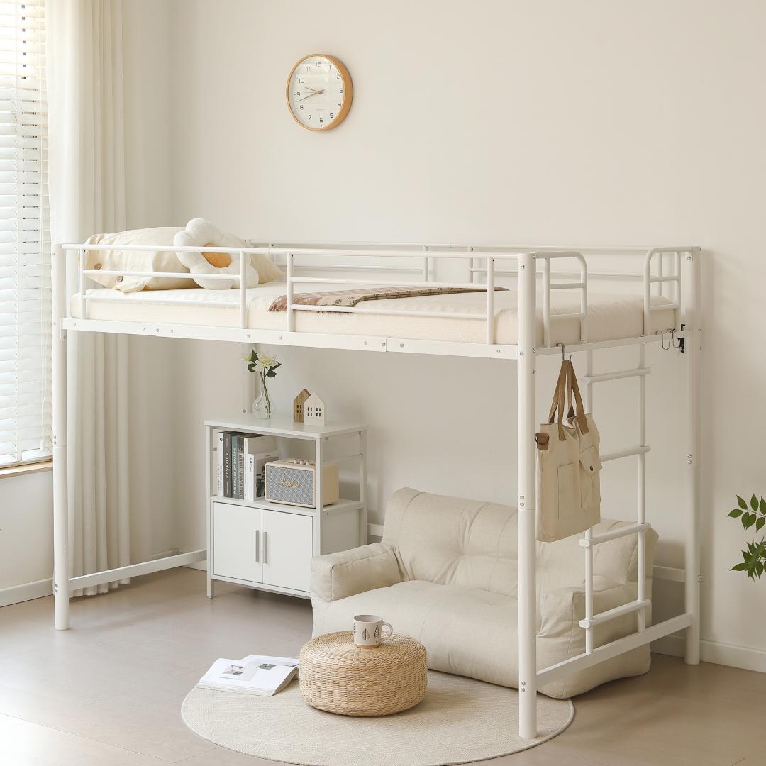 【高さ140cm】ロフトベッド パイプベッド シングル 耐荷重150kg