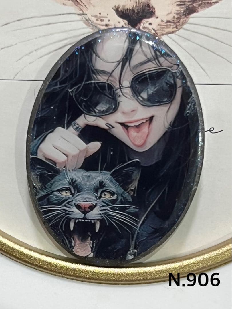 NO.341❤黒猫 ハロウィン ❤レジンヘアゴム ブローチ