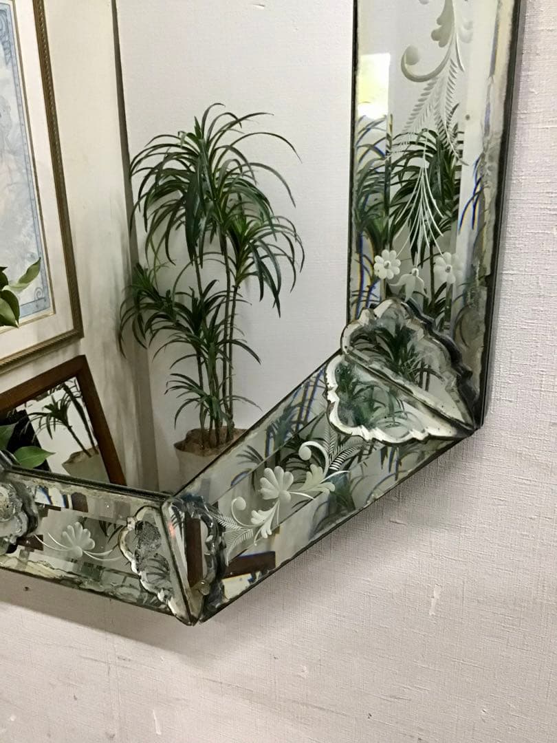 管344☆イタリア製☆アンティーク☆ベネチアンミラー