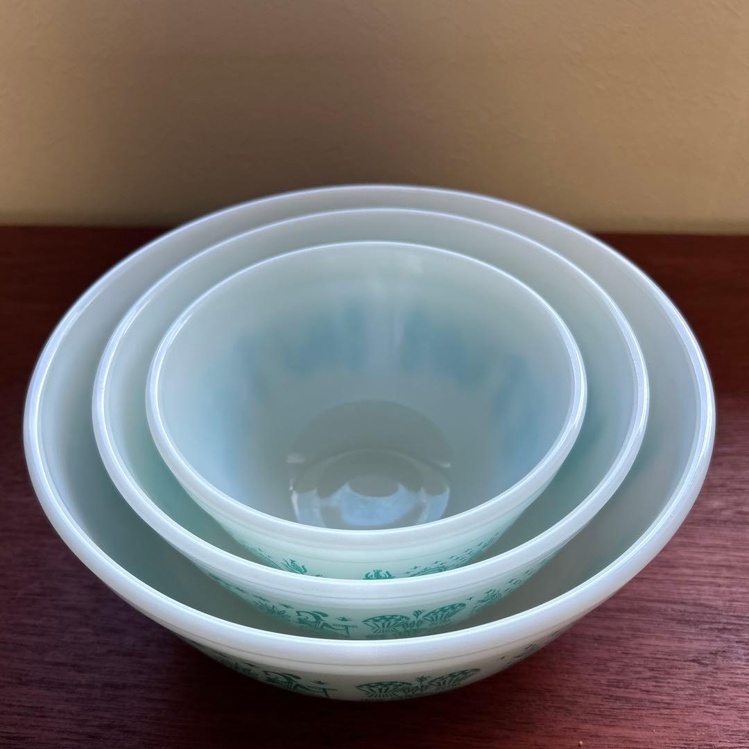 オールド　パイレックス　バタープリント　ミキシング　ボウル　セット　ヴィンテージ