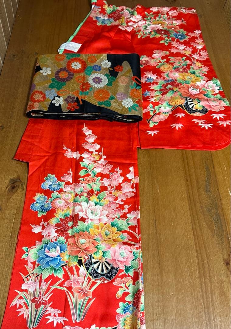 七五三　7歳　正絹着物　袋帯、長襦袢、小物セット