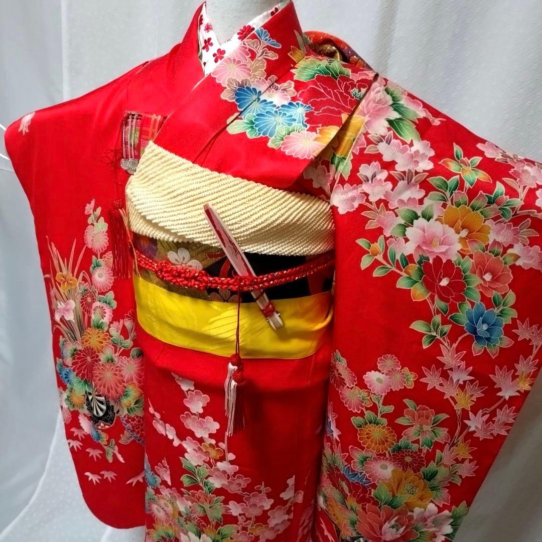 七五三　7歳　正絹着物　袋帯、長襦袢、小物セット