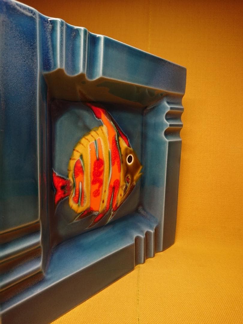 【美品】小物入れ　魚絵　陶器　置物　インテリア　工芸品　美術品　A1164