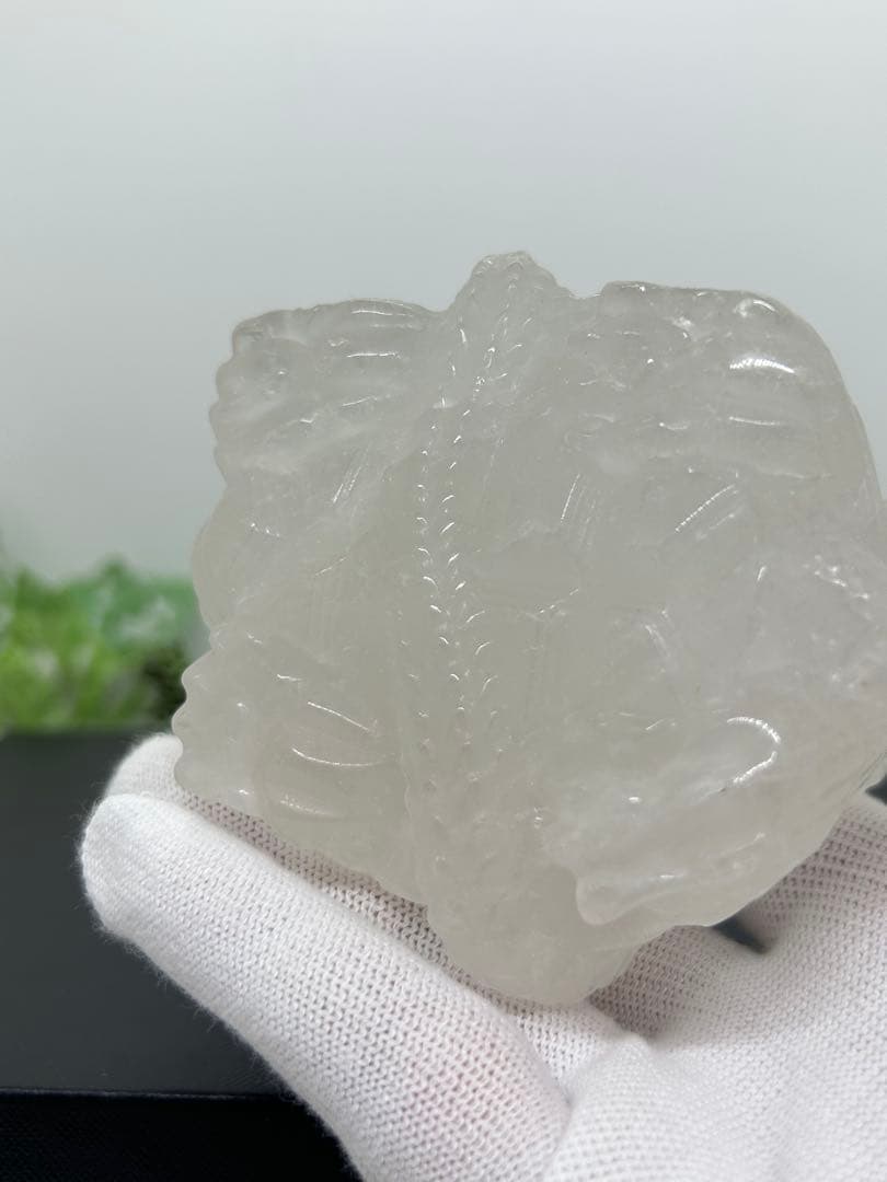 天然石みるく水晶　玄武龍亀置物　No.1969