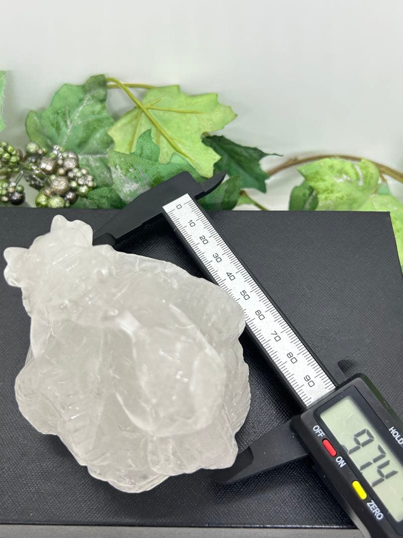 天然石みるく水晶　玄武龍亀置物　No.1969