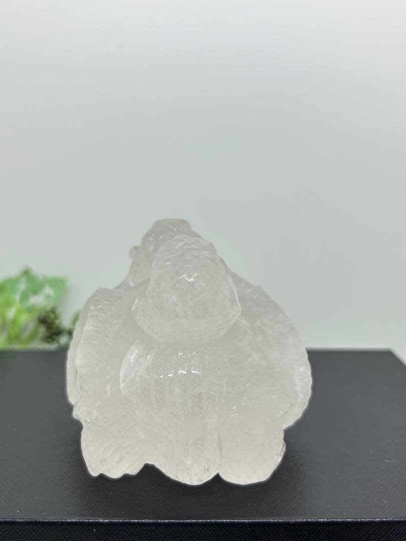 天然石みるく水晶　玄武龍亀置物　No.1969