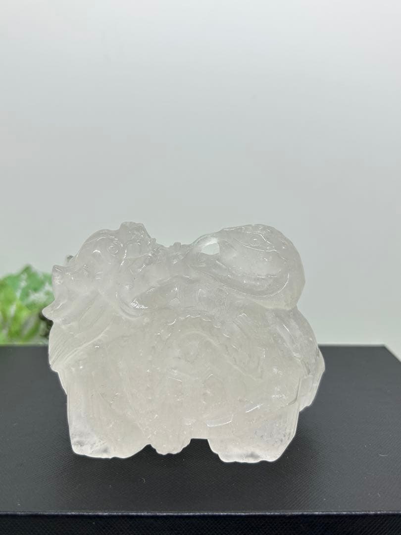 天然石みるく水晶　玄武龍亀置物　No.1969