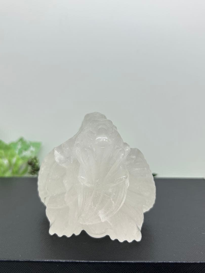 天然石みるく水晶　玄武龍亀置物　No.1969