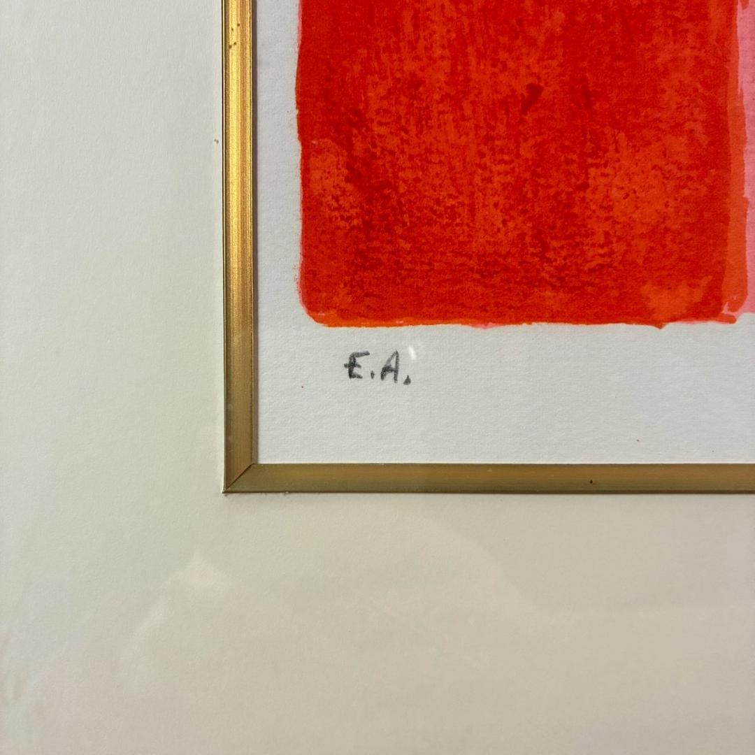 美品 ベルナール・カトラン「ピンクのテーブルの赤い花束」リトグラフ