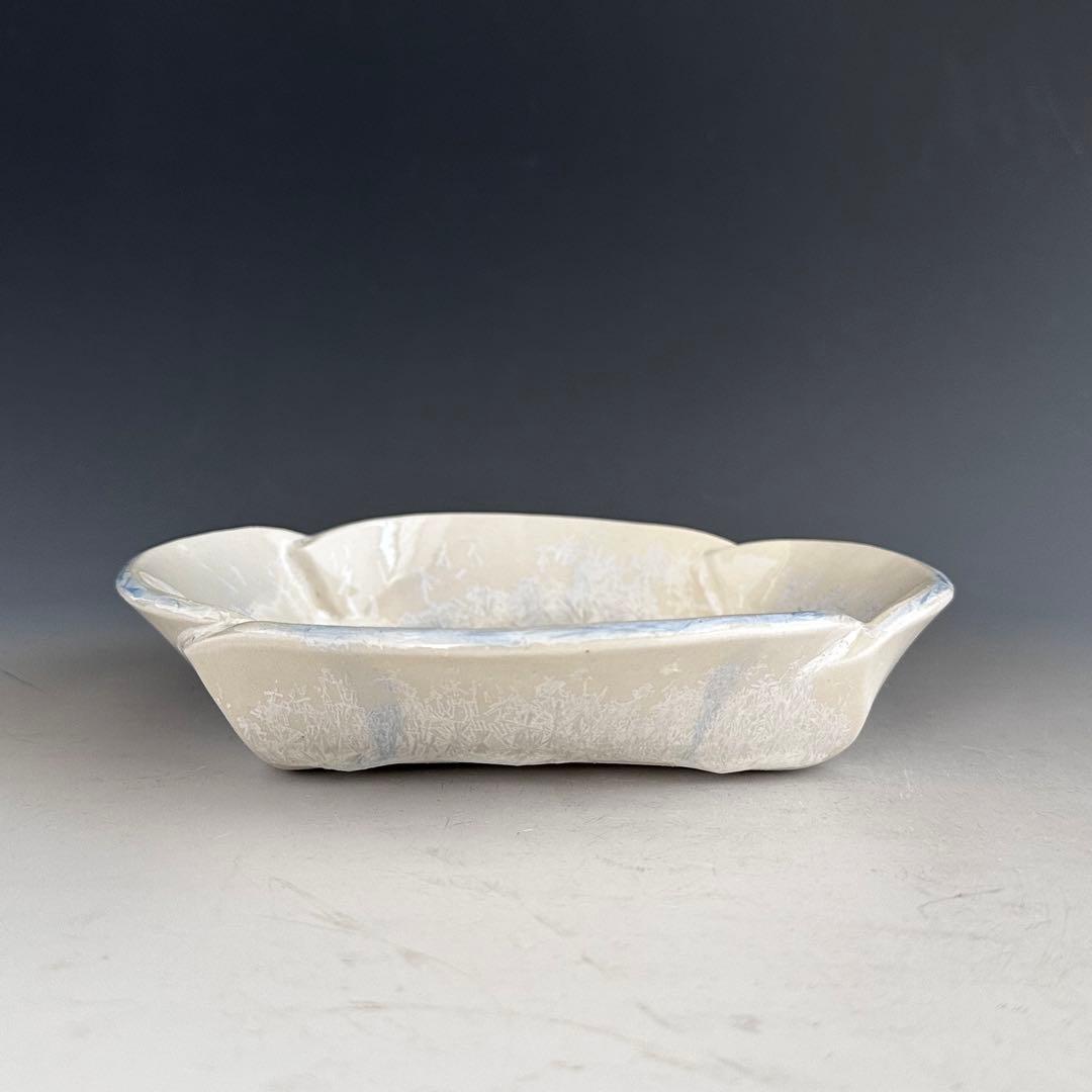 茶道具 雪結晶釉 菓子器 大雪窯 坂東豊光 共箱 菓子鉢 陶芸 皿 - メルカリ
